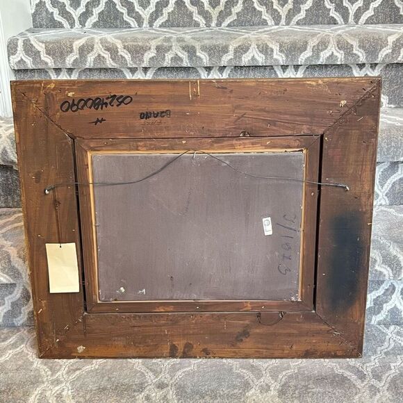 Vintage Oil Painting Panel with Large Wood & Gold Ornate Frame Little Musician - Picture 8 of 10